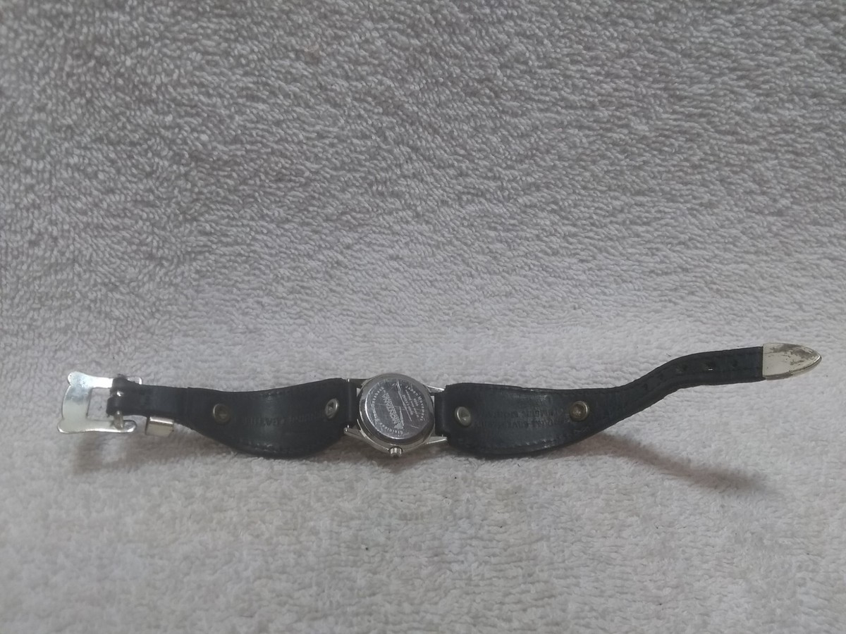 Montana Silversmiths Watch Silver Gold Black Leather - Tested