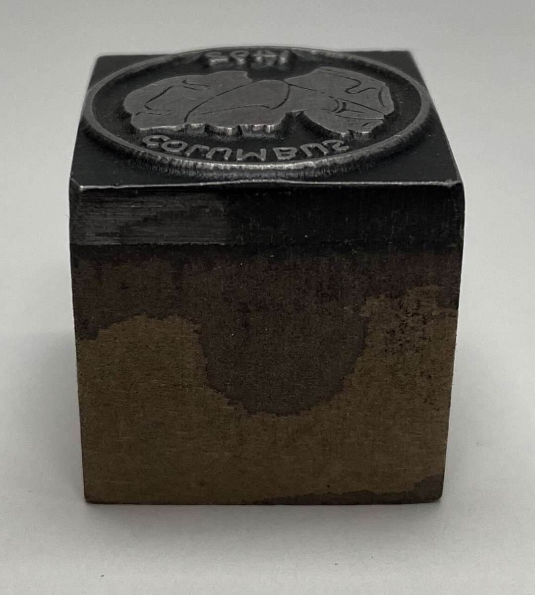 Vintage Columbus 1492 Letterpress Printers Block Zinc Plate
