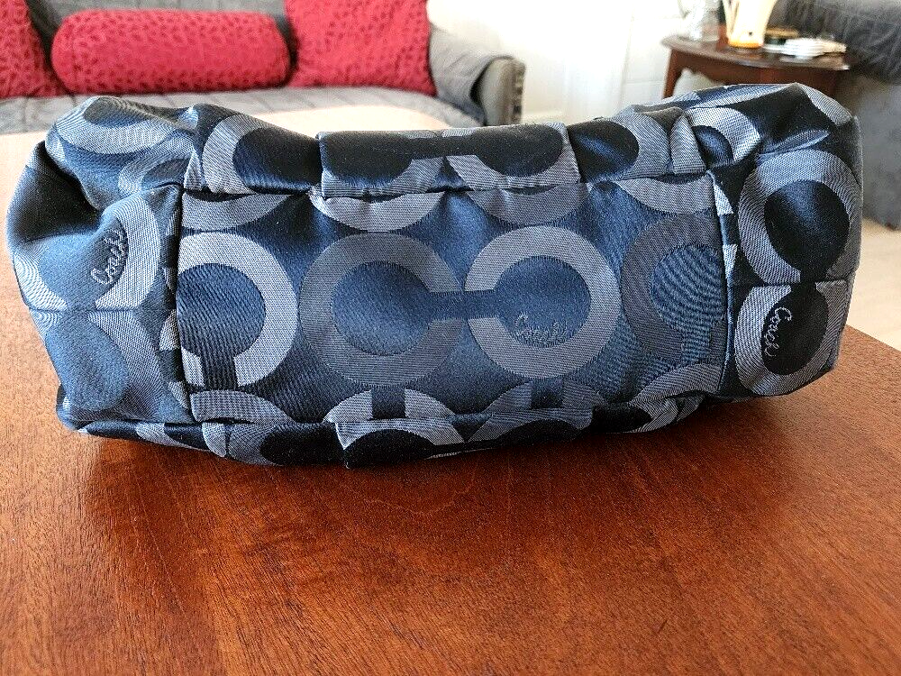 COACH C1276-20244 Madison Tote Black Patent Leather Canvas Blue