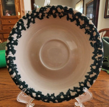 Moose Country Saucer (s) 6 1/4" Stoneware Tienshan Folkcraft White Green Sponge!