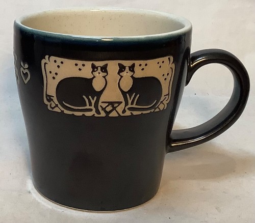 Vintage Studio Kunst Keramik Becher Kätzchen Katze Duo Farm Country