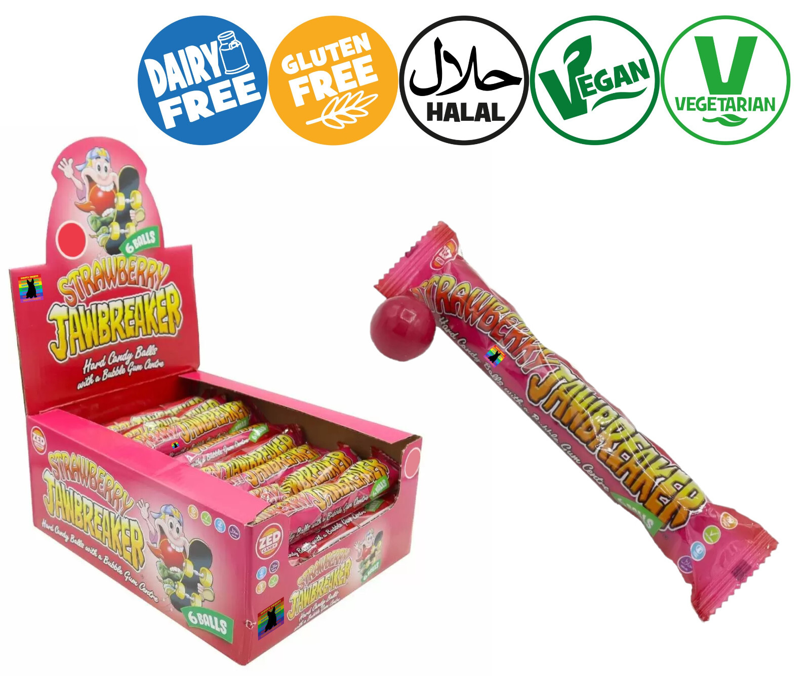 ZED CANDY STRAWBERRY JawBreakers VEGAN HALAL Retro Sweets eBay