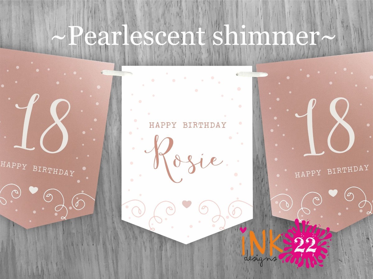 Personalised Birthday Party Banner Bunting Decoration Rose Gold, 18th 21st  30th