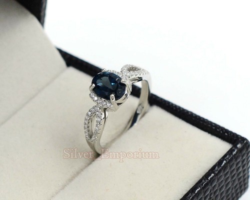 Anillo de piedra de nacimiento de diciembre 925 piedra preciosa de topacio azul natural de Londres - Imagen 8 de 12