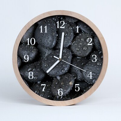 Tulup Holzuhr 20fi cm Wanduhr Küchenuhr Natur Stein Wasser