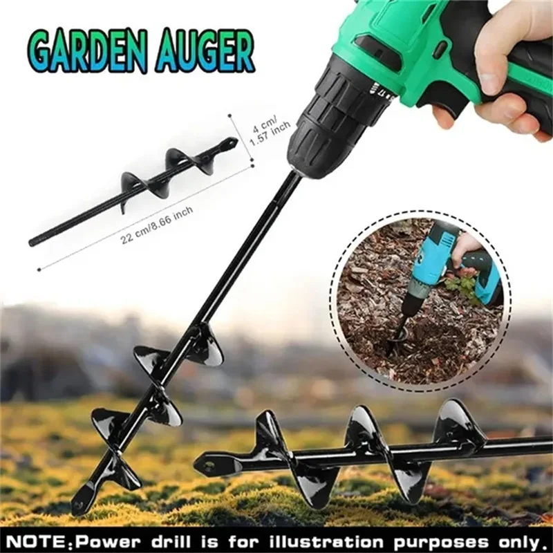 Garden Auger Spiral Drill Bit Gardening Flower Planter Earth Drill