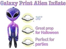36 inch Galaxy Print Alien Inflate with Extra Large Black Eyes - Party Favor