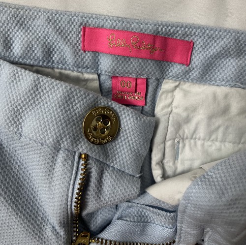 Lilly Pulitzer Adie Ruffle Pocket Textured Stretch Shorts Crew Blue T Size 00 - Picture 3 of 6