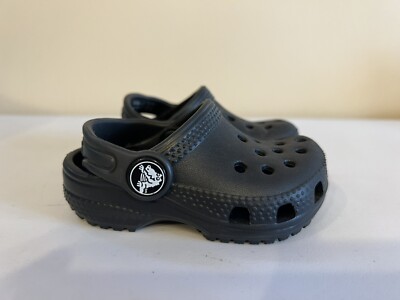 CE40 Crocs Baby Toddler Size Black Rubber Clog Shoes