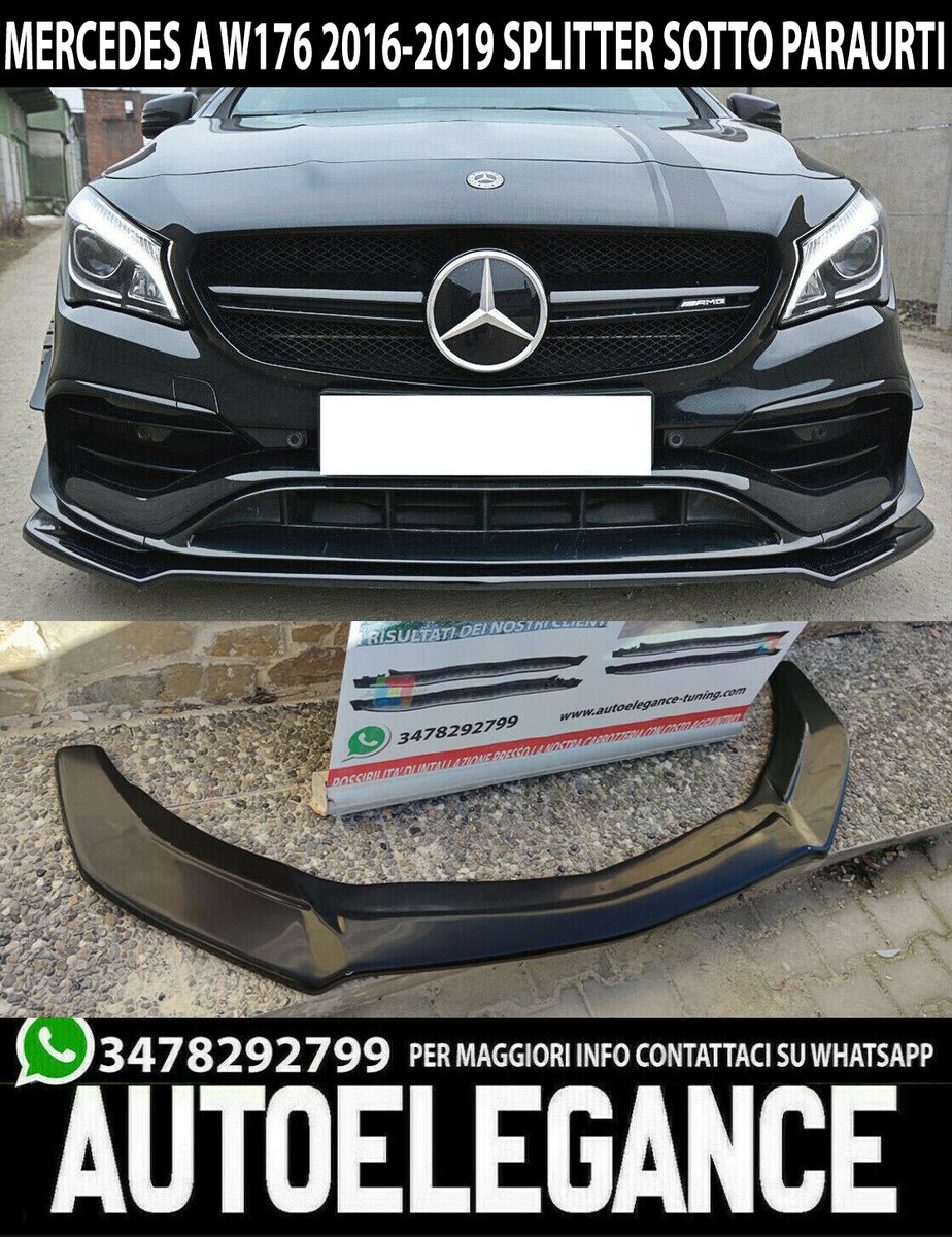 Kit 3 Pezzi Spoiler/Splitter Paraurti Anteriore Nero Lucido Per Mercedes Classe A W176 AMG-Line 2015-2018