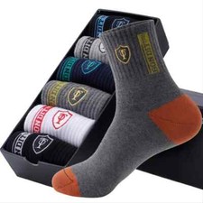 6pairs Men's Ankle Socks Cotton Sweat Absorbing Pattern Print Athletic Socks