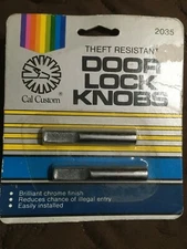 Vintage Cal Custom DOOR LOCK KNOBS CHROME  #2035 GM, FORD MOPAR