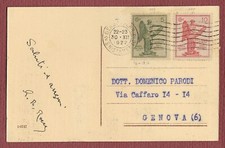 cartolina storia postale regno Vittoria Genova Castellaccio 1922 tariffa ridotta