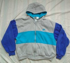 Vintage 80s 90s NIKE Spell Out Swoosh Color Block Full Zip Hoodie Sweatshirt
