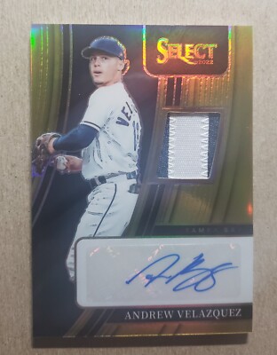 2022 Panini Select Gold Prizm Andrew Velazquez Auto Patch /10 Rays Autograph