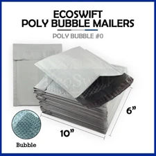 1 #0 6 x 10 EcoSwift Poly Bubble Mailers Padded Envelope Shipping Supply Bags