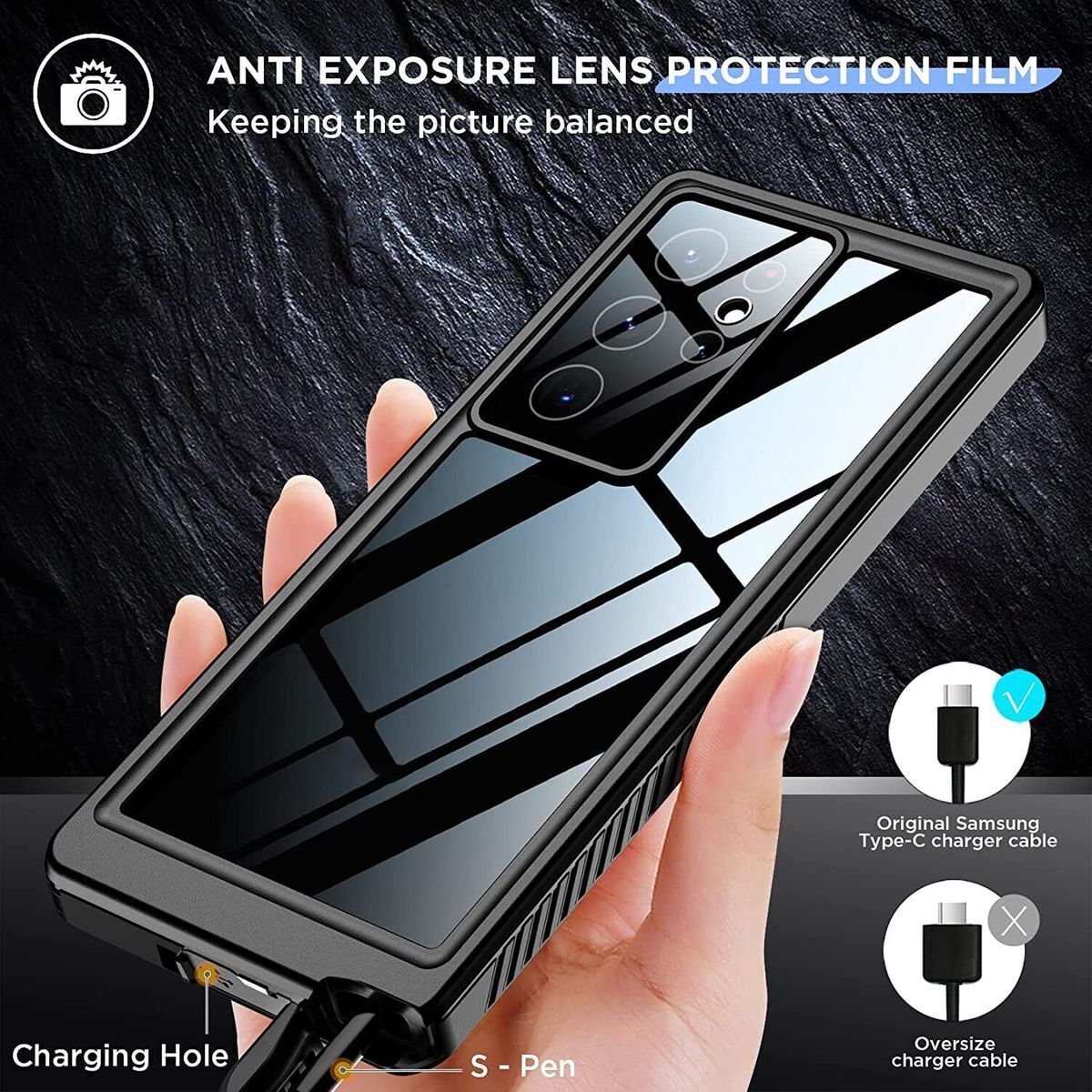 Für Samsung Galaxy S23 Ultra 360 Grad Full Body Wasserdichte Handy Tasche Hülle