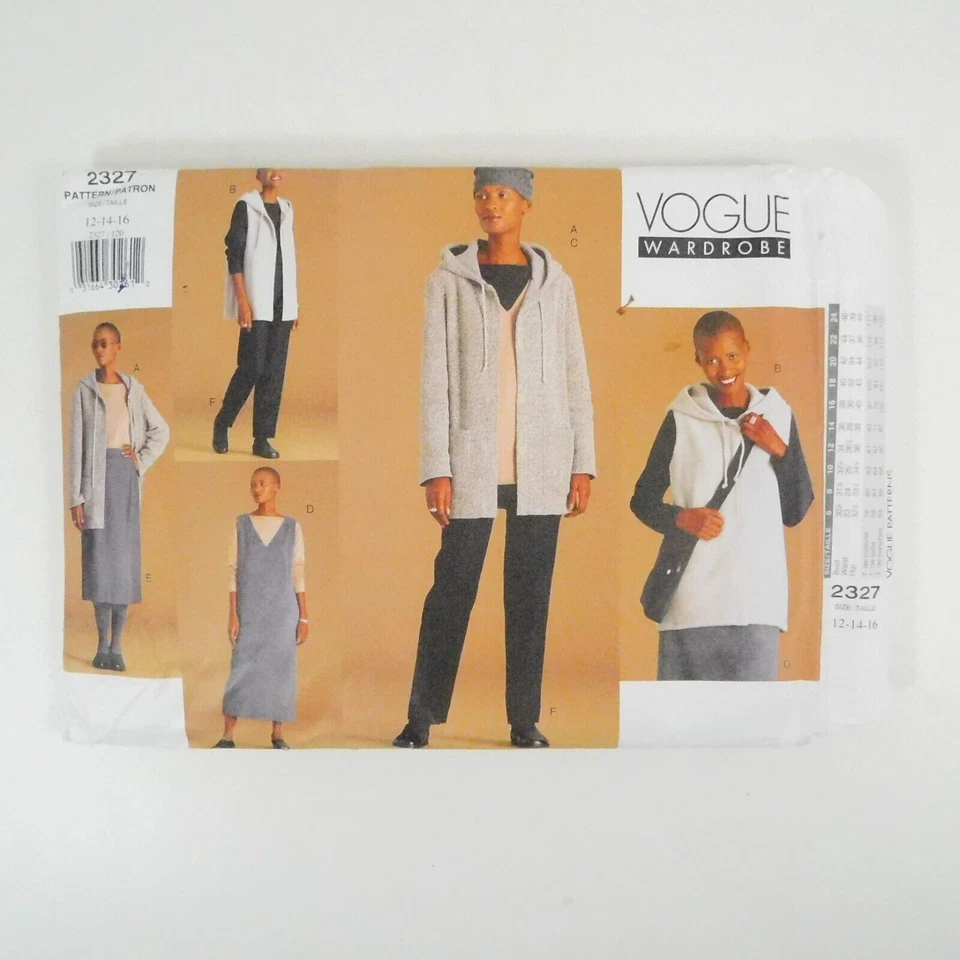 Vogue 2327 Misses Jacket Vest Jumper Tunic Pattern Size 12-16 Uncut Casual Hood - Image 3 of 4