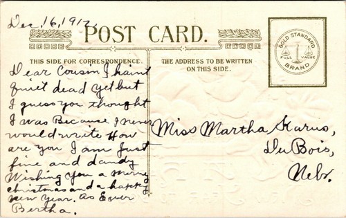 Vintage A Happy New Year To You 1912 Postcard - Picture 2 of 2