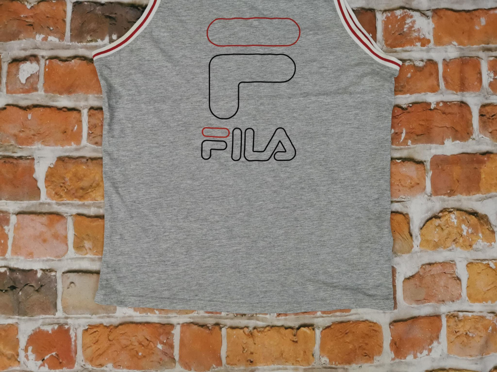 *SHIRT VINTAGE ASCELLA FILA SPORT ESTATE CANOTTAGGIO * GRIGIO MOUSE*TAGL L*TIP TOP