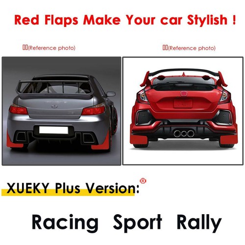 RED 4x CAR WIDE RACING RALLY UNIVERSAL MUD FLAPS MUDFLAPS SPLASH GUARDS W/CLIPS - Picture 5 of 7