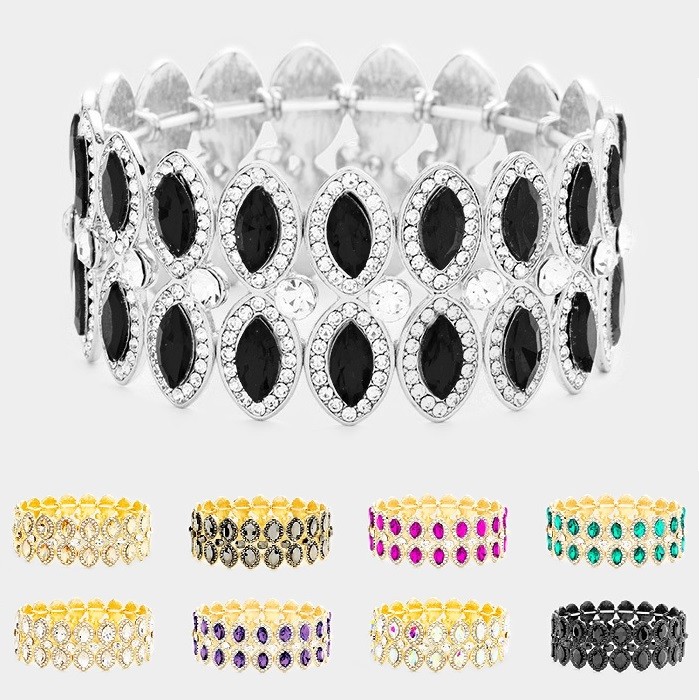 Crystal Rhinestone Evening Bridal Stretch Bangle Bracelet  display picture 3