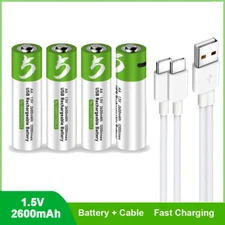 USB AA Lithium ion Rechargeable li-ion Battery 1.5V Fast Charger Type C Cable 8X