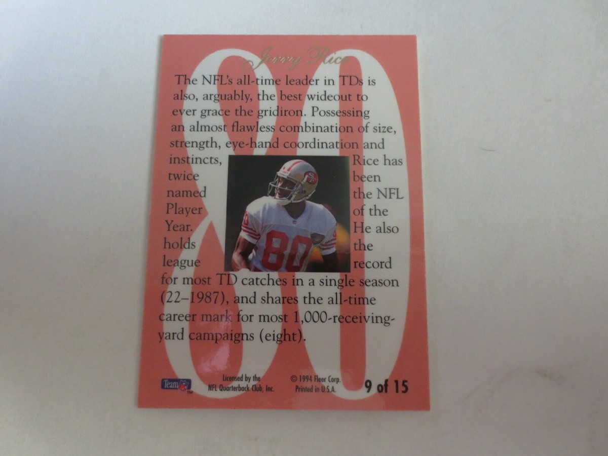 1994 Fleer Flair 80 Hot Numbers Jerry Rice Card #9 of 15 | eBay