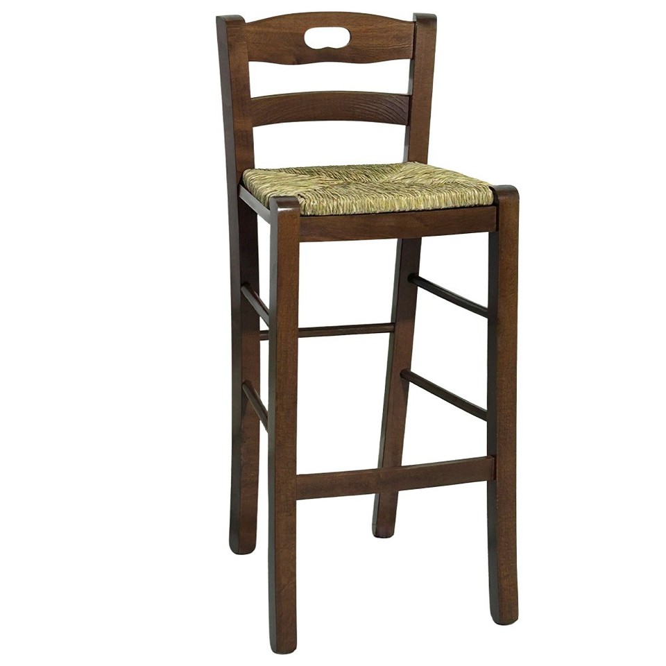 Tabouret Avec Poignée Dans Le Dossier Hauteur 66 Noyer Foncé Assise En