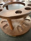 Vintage DECATUR INDUSTRIES WALNUT WOOD 9 Pipe Holder Stand Rack Round — photo 3