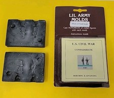 2 Vintage Civil War Confederate Soldier Rifle Army Metal Mold War Game RARE