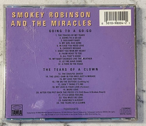 Smokey Robinson & the Miracles: Going to a Go-Go/Tears of a Clown-2 On 1-CD-1988 - Picture 2 of 4