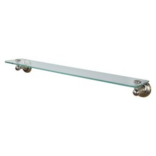 Franz Viegener 24" Tempered Clear Glass Shelf, Satin Nickel  Polished Brass