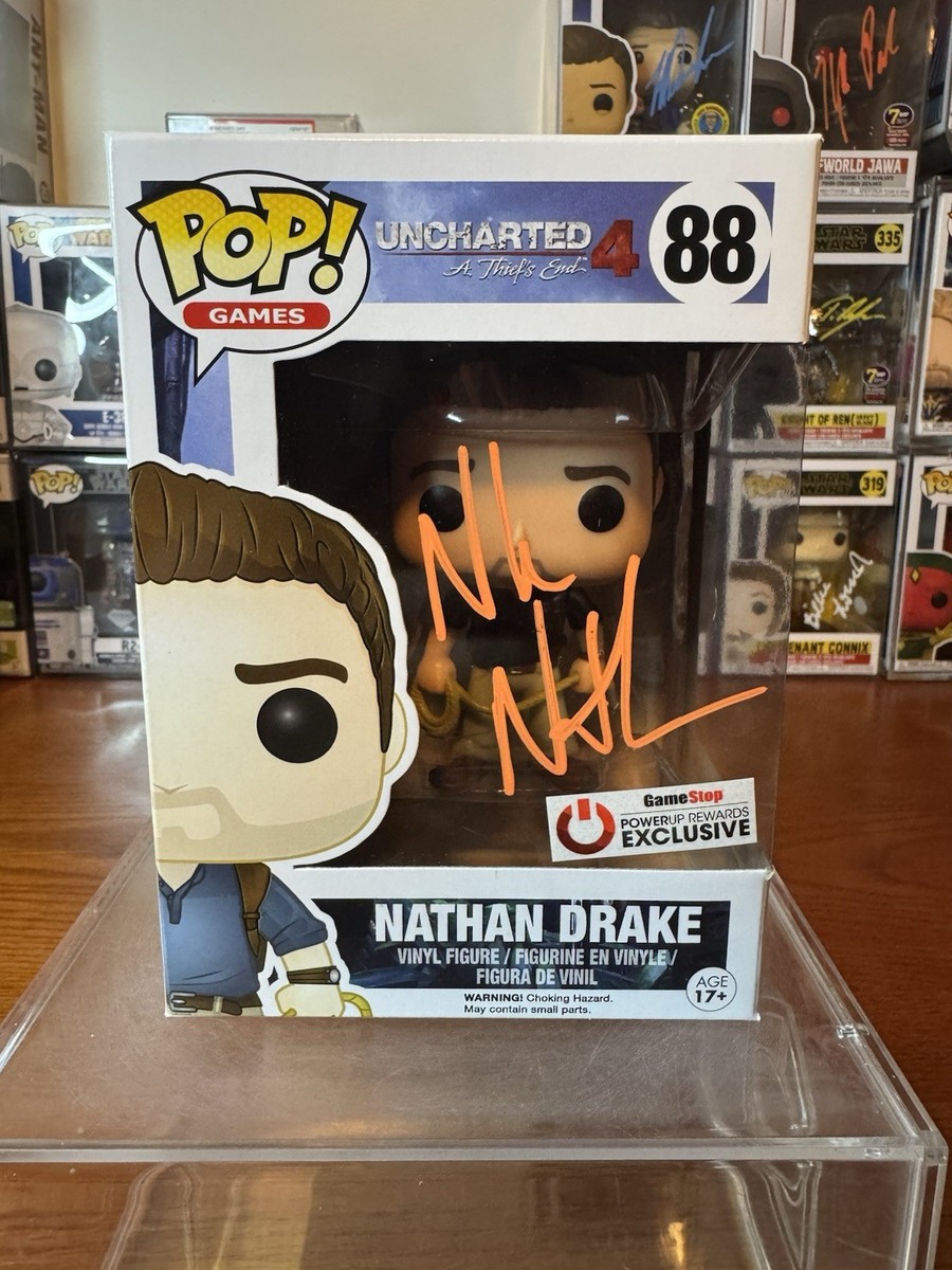 Nolan North Signed Uncharted 4 Nathan Drake Funko Pop #88 GameStop