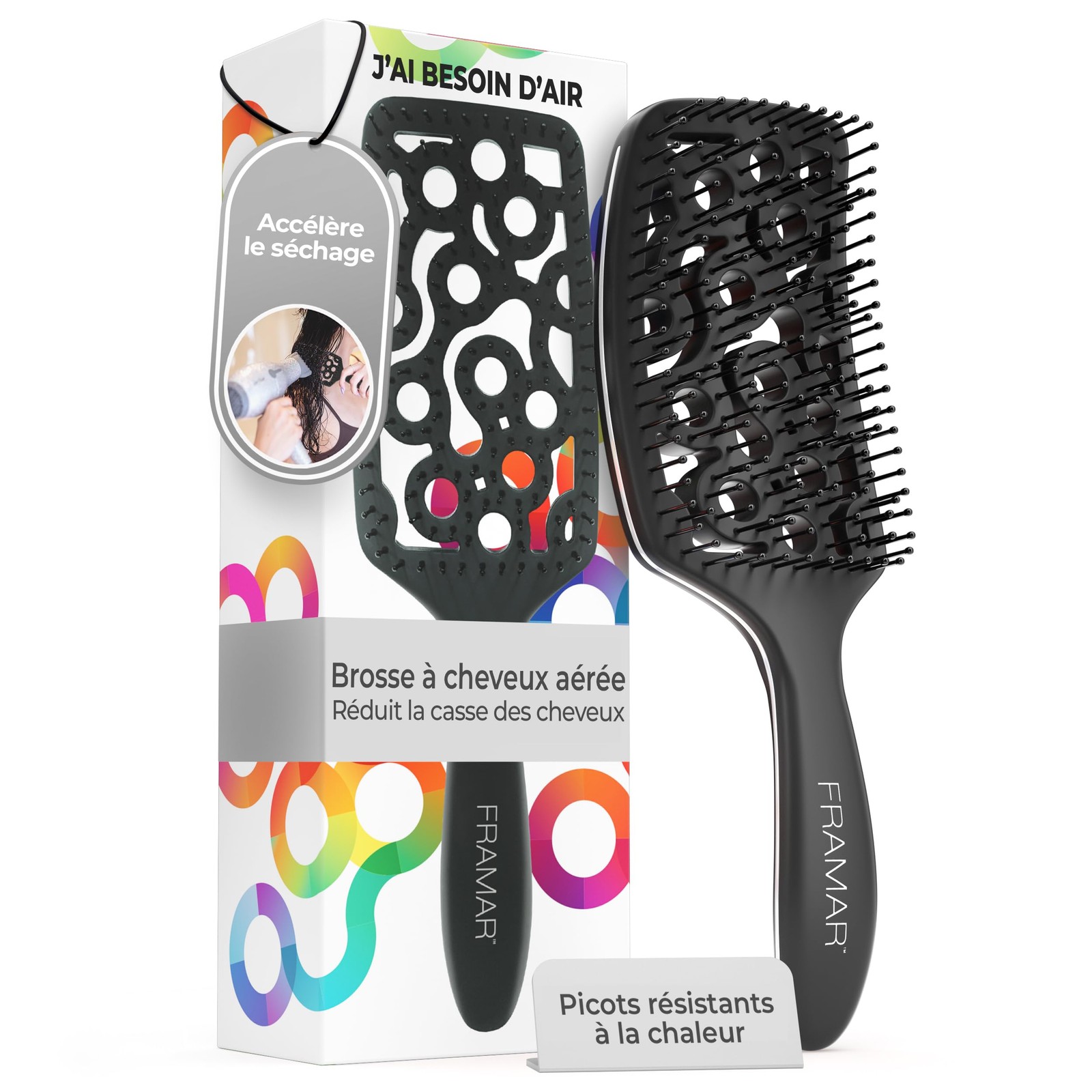 Brosse démêlante pour cheveux bouclés et crépus finis les nœuds sans douleur