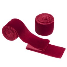 2 Pcs Velvet Ribbon, 1 1/2 Inch Wide Handmade Frayed Raw Edge Ribbon Deep Red
