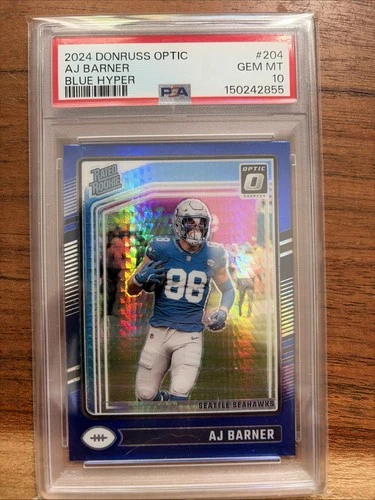 2024 Panini Donruss Optic - Rated Rookie AJ Barner #204 Blue Hyper Prizm (RC)