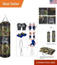 Unfilled 3.3ft Indoor/Outdoor Punching Bag Kit - Perfect for Kickboxing & Karate