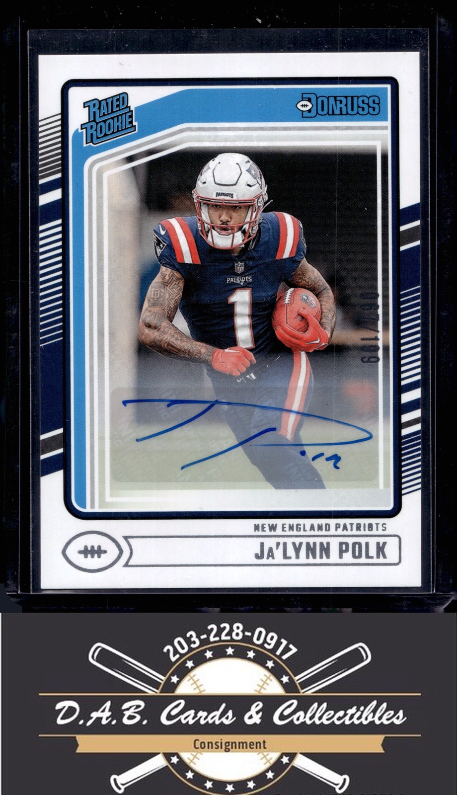 2024 Donruss #373 Ja'Lynn Polk Rated Rookie RC Auto #/199 Patriots J12