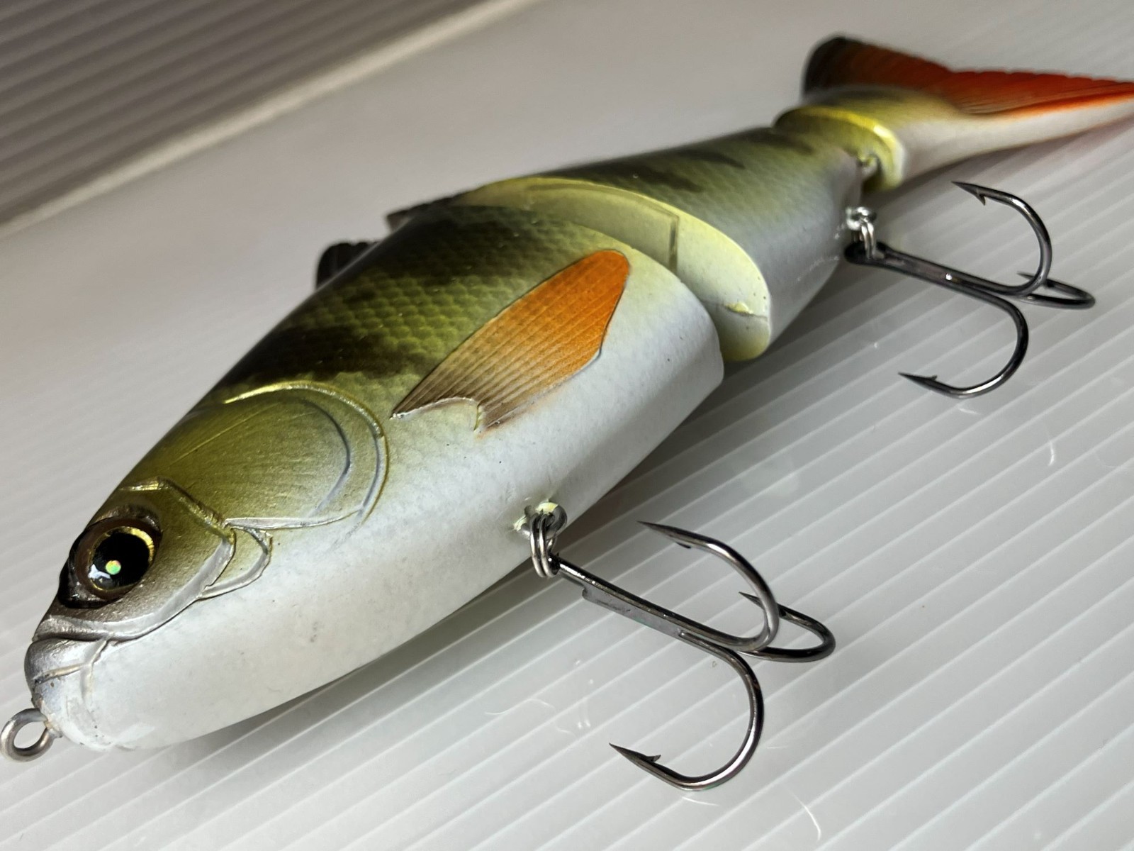Kurouto Lures "BUNARA" 3-Joint Slow Floating Swimbait Yellow Perch 15cm Handmade - Image 5
