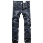 FOXJEANS Men’s classic 5 pockets Blue Denim Jeans Straight Fit Distressed Wash