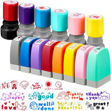 14 Pcs Teacher Stamps Set for Classroom Grading Self Inking Colorful Stamps for