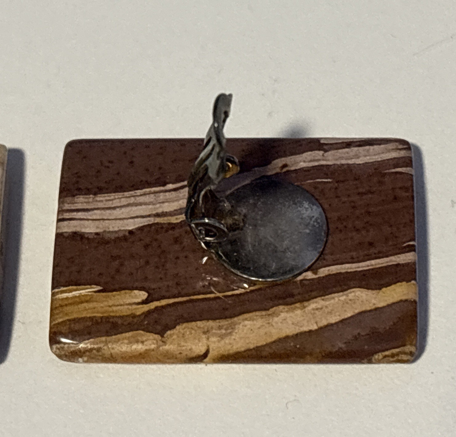 Jasper Stone Large Rectangular Clip Earrings Brow… - image 11