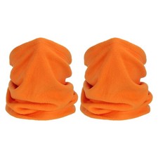 2pcs Winter Neck Warmer Drawstring Windproof Neck Gaiter Orange