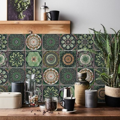 Verschönern Sie Ihre Wände mit einzigartigen Designs 24er-Pack grüne Mandala-