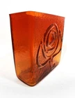 Vntg 1963 BLENKO Wayne Husted 7" Rectangle Orange ART GLASS VASE #6317