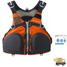 Durable Adjustable Life Vest for Fishing - Bright Orange & Comfortable Fit
