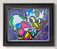 Original Art "Delibird" 11x14 Canvas Expressionism Abstract Design Home Art