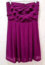 Express Dress party cocktail strapless purple ruffle accent top short  sz 8