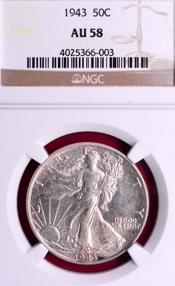 NGC AU-58! 1943 WALKING LIBERTY HALF | eBay